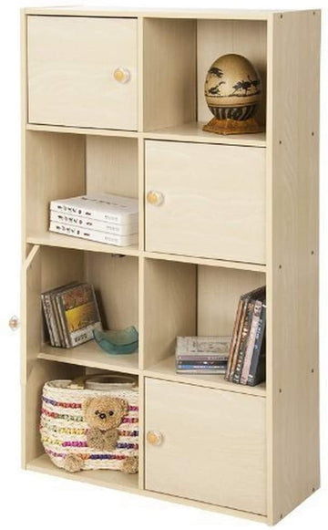 Gorgeous 4-Tier 8 Cube with 4 Door and 4 Open Cube Multifunctional Bookcase Storage