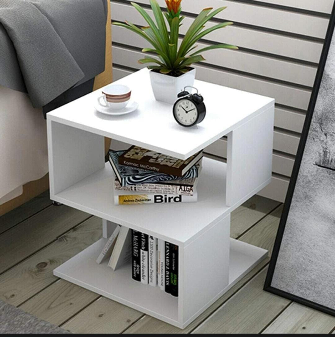 Rectangle Hallow Design Night Stand Storage Bedside Table