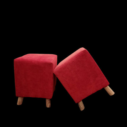 Solace Wooden Square Ottoman (Red)