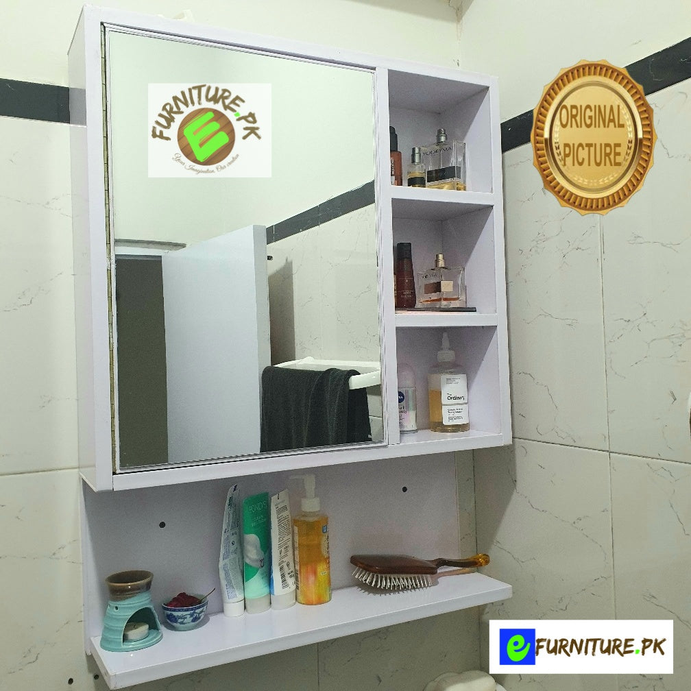 Strong and Heavy New Look Bathroom Cabinet with Mirror and Shelves