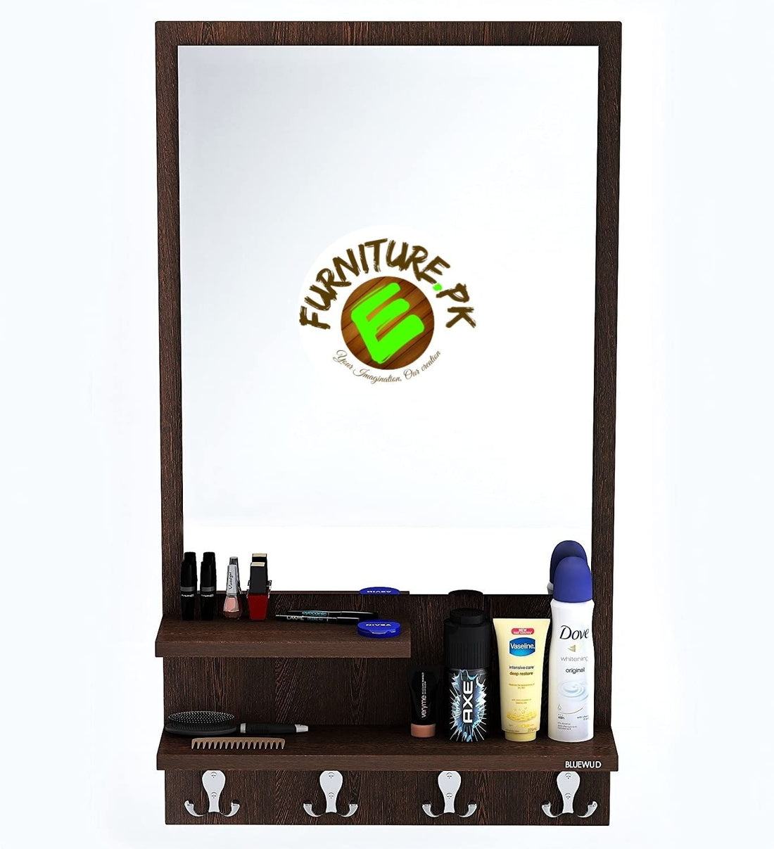 Stunning DIY Wall Hanging Dressing Table/Mirror with Shelves, and Hanging Hooks
