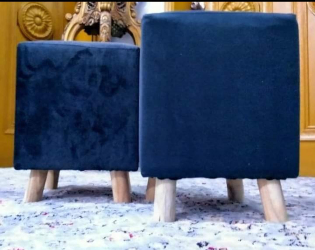 Solace Wooden Square Ottoman (Blue)