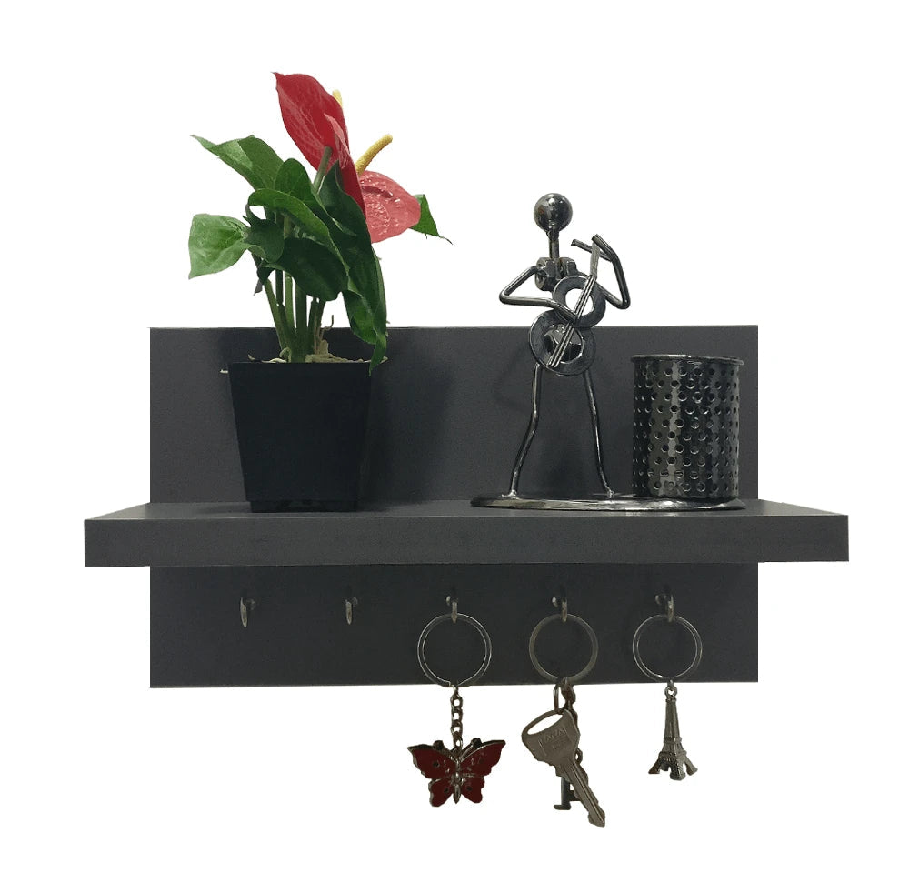 Compact Wall Shelf with 5 Key Holder