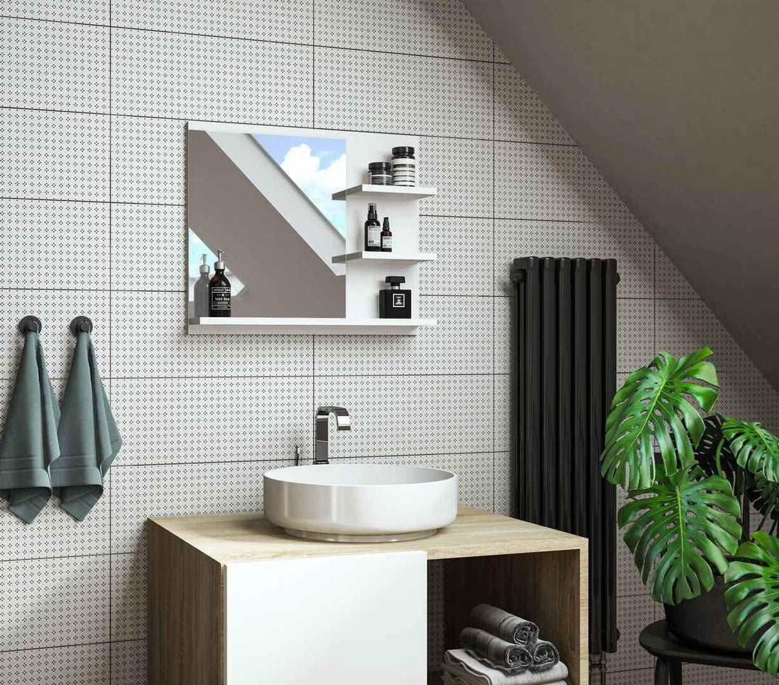 Goodly Bathroom mirror with shelves