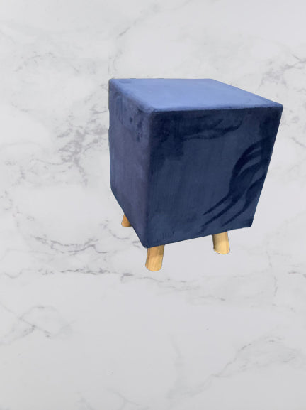Solace Wooden Square Ottoman (Blue)