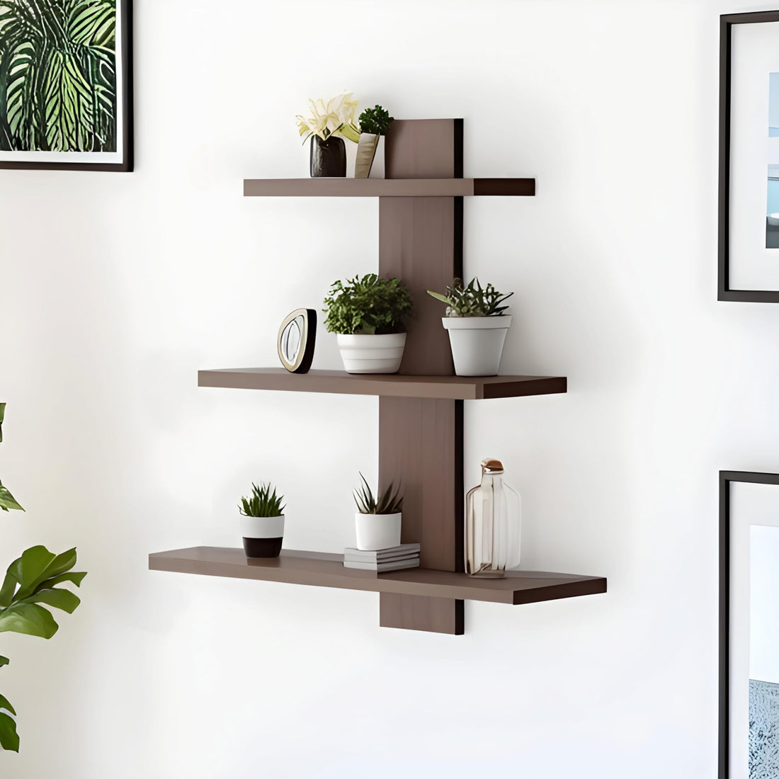 Spunky Wooden Wall Shelves for Living Room | Wall Shelf for Home Decor Items | Floating Book Rack for Study Room, Office