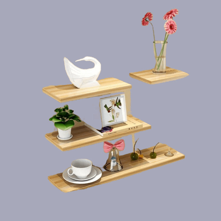 Set of 4 Flat Delightful Wall Mounted Book Shelf, wooden shelves, Storage Shelves