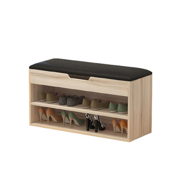 Premium Quality Entrance 2 Tiers Shoe Cabinet with Folding Padded Seat