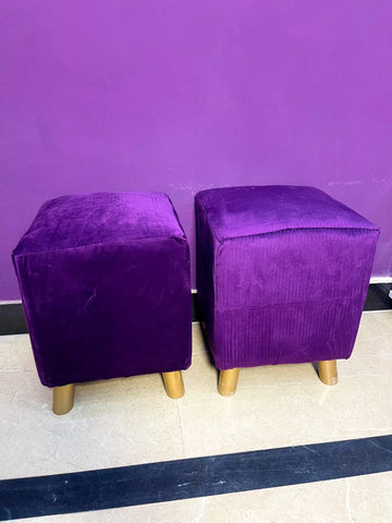 Solace Wooden Square Ottoman (Purple)